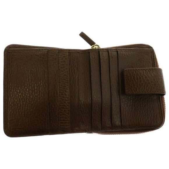 Gucci GG Canvas Zip Around Bifold Wallet Coin Wallet Brown Leather - Picture 6 of 6